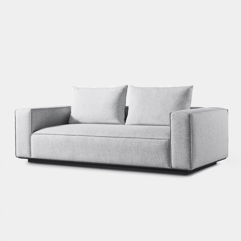 Santorini Outdoor 2 Seat Sofa | Aluminum Asteroid, Copacabana Sand,