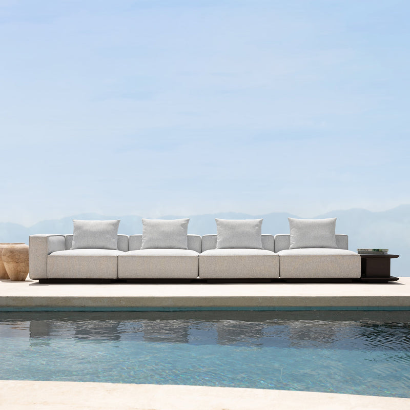 Santorini Outdoor Short Return Left | Aluminum Asteroid, Copacabana Sand,