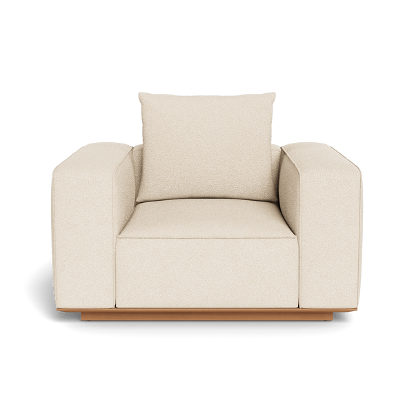 Santorini Outdoor Swivel Lounge Chair | Teak Natural, Riviera Sand,