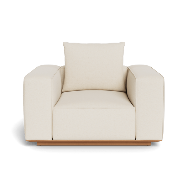 Santorini Outdoor Swivel Lounge Chair | Teak Natural, Siesta Ivory,