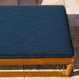 Sydney Club Chair | High Gloss Teak, Sorrento Stripe Navy, No Welt