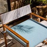 Sydney Club Chair | High Gloss Teak, Sorrento Stripe Sky, No Welt