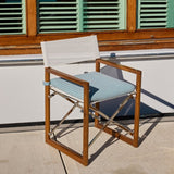 Sydney Dining Chair | High Gloss Teak, Sorrento Stripe Sky, No Welt