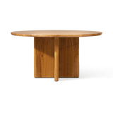 Sydney Slatted Round Dining Table 60" | High Gloss Teak, ,