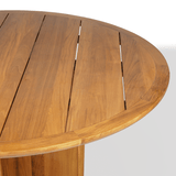 Sydney Slatted Round Dining Table 60" | High Gloss Teak, ,
