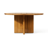 Sydney Slatted Round Dining Table 60" | High Gloss Teak, ,