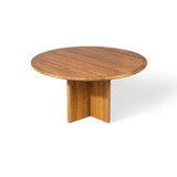 Sydney Slatted Round Dining Table 60" | High Gloss Teak, ,
