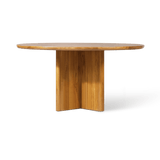 Sydney Slatted Round Dining Table 60" | High Gloss Teak, ,