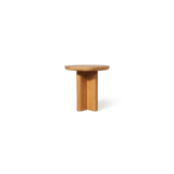 Sydney Slatted Round Side Table | High Gloss Teak, ,