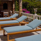 Sydney Sun Lounge | High Gloss Teak, Sorrento Stripe Navy, No Welt