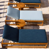 Sydney Sun Lounge | High Gloss Teak, Sorrento Stripe Navy, No Welt