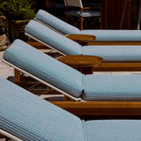 Sydney Sun Lounge | High Gloss Teak, Sorrento Stripe Sky, No Welt