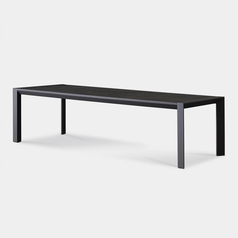 Vaucluse Dining Table 2600 | Aluminum Asteroid, Laminam Noir,