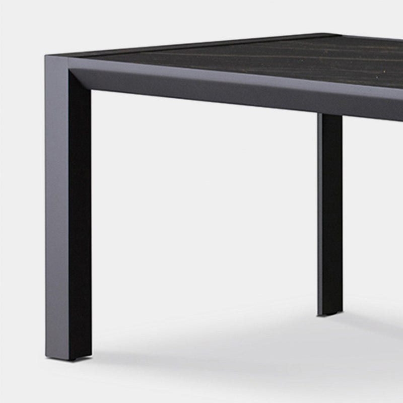 Vaucluse Dining Table 2600 | Aluminum Asteroid, Laminam Noir,