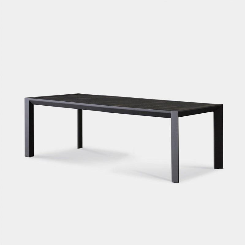 Vaucluse Dining Table 81" | Aluminum Asteroid, Laminam Noir,