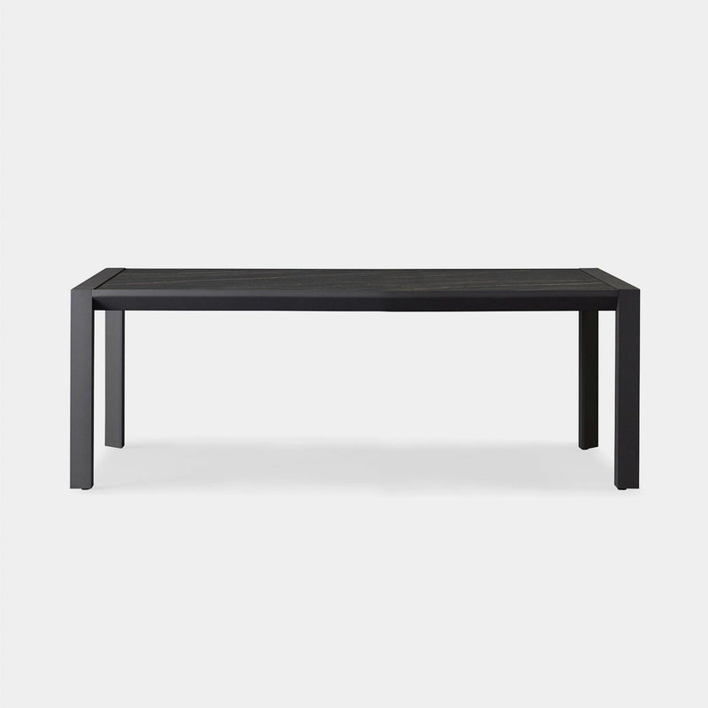 Vaucluse Dining Table 81" | Aluminum Asteroid, Laminam Noir,