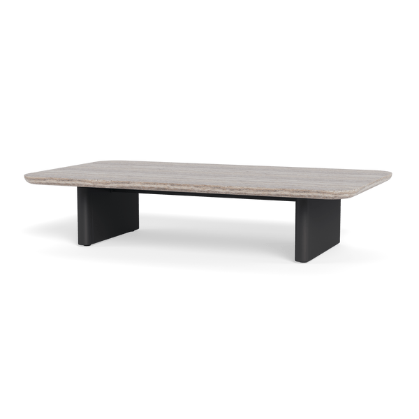 Victoria Coffee Table | Aluminum Asteroid, Travertine Dark Grey,