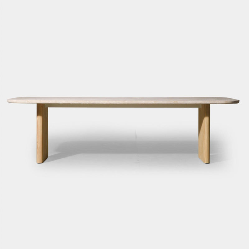 Victoria Teak Dining Table 2600 | Teak Natural, Travertine Cream,