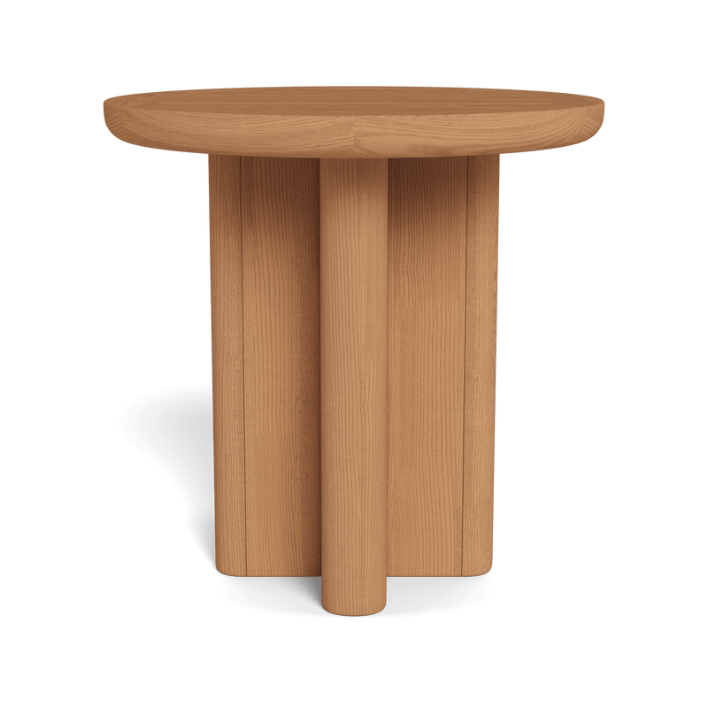 Victoria Teak Round Slatted Side Table | Teak Natural, ,