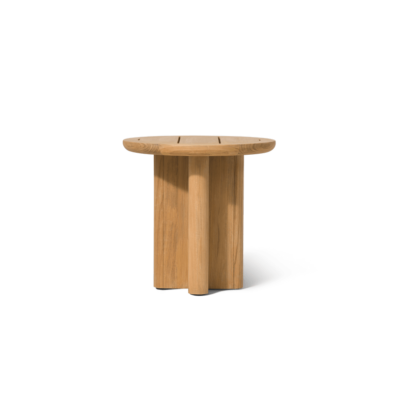 Victoria Teak Round Slatted Side Table | Teak Natural, ,