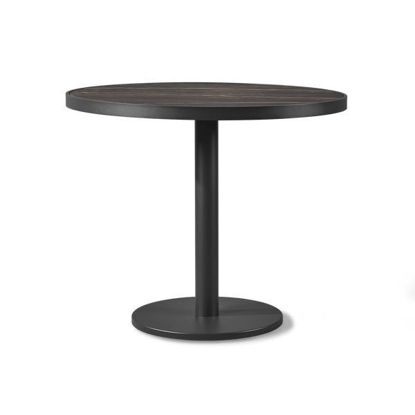 Vienna 36" Round Bistro Table | Aluminum Asteroid, Laminam Noir,